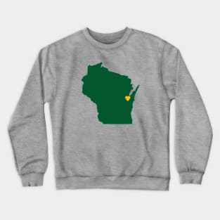 Wisconsin Love in Green and Gold Crewneck Sweatshirt